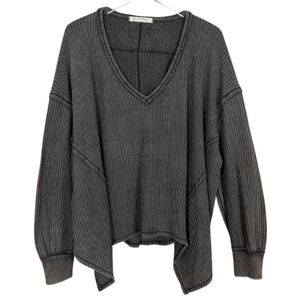 We The Free Free People Gray Coraline Thermal Waffle Knit Oversized Top. Small - Picture 1 of 6